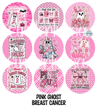 3.75 inch Round Pink Ghost Breast Cancer for Cardstock Silicone Mold, for Aroma Bead Molds, Premium Cardstock Images