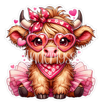 Pink Hearts Highland Cow Cardstock Silicone Mold, Aroma Bead Molds, Premium Cardstock Images