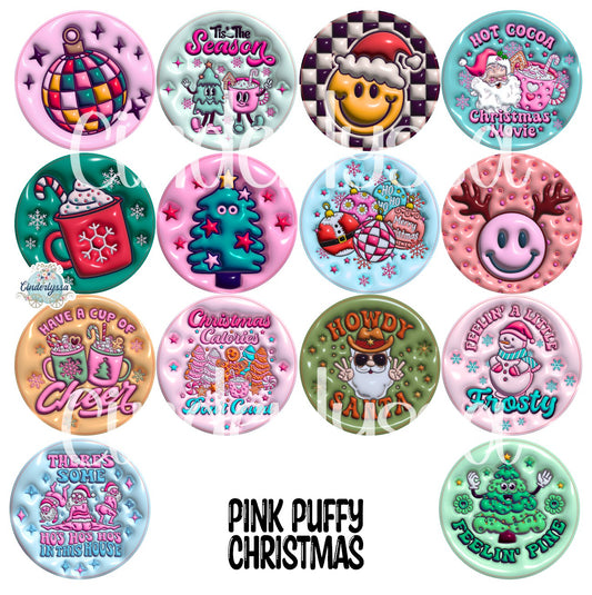 2 inch Round Pink Puffy Christmas Cardstock Only for freshies: Cardstock Silicone Mold,Car Freshener,Premium Cardstock Images-NO MOLD
