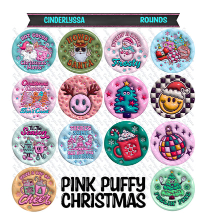 3.75 inch Round: Pink Puffy Christmas for Cardstock Silicone Mold, for Aroma Bead Molds, Premium Cardstock Images
