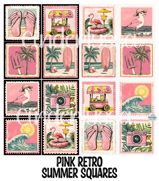 2 inch Square Pink Retro Summer Cardstock Only for freshies - NO MOLD: Aroma Bead Molds, Premium Cardstock Images