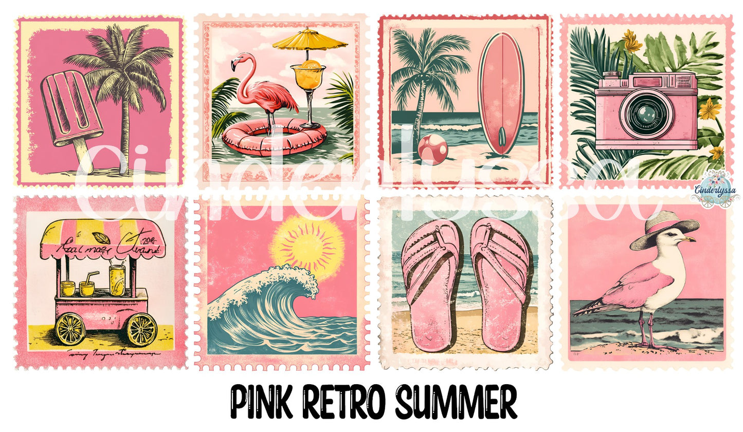 2.5 inch Square Pink Retro Summer Cardstock Only for freshies - NO MOLD: Cardstock Silicone Mold, for Aroma Bead Molds, Premium Cardstock Images