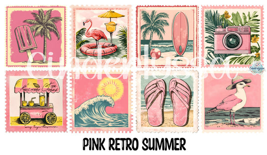 3 inch Square Pink Retro Summer Cardstock Only for freshies - NO MOLD: Cardstock Silicone Mold, Premium Cardstock Image