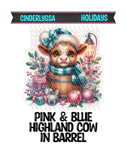 Pink and Blue Highland Cow In Barrel Cardstock Silicone Mold, Aroma Bead Molds