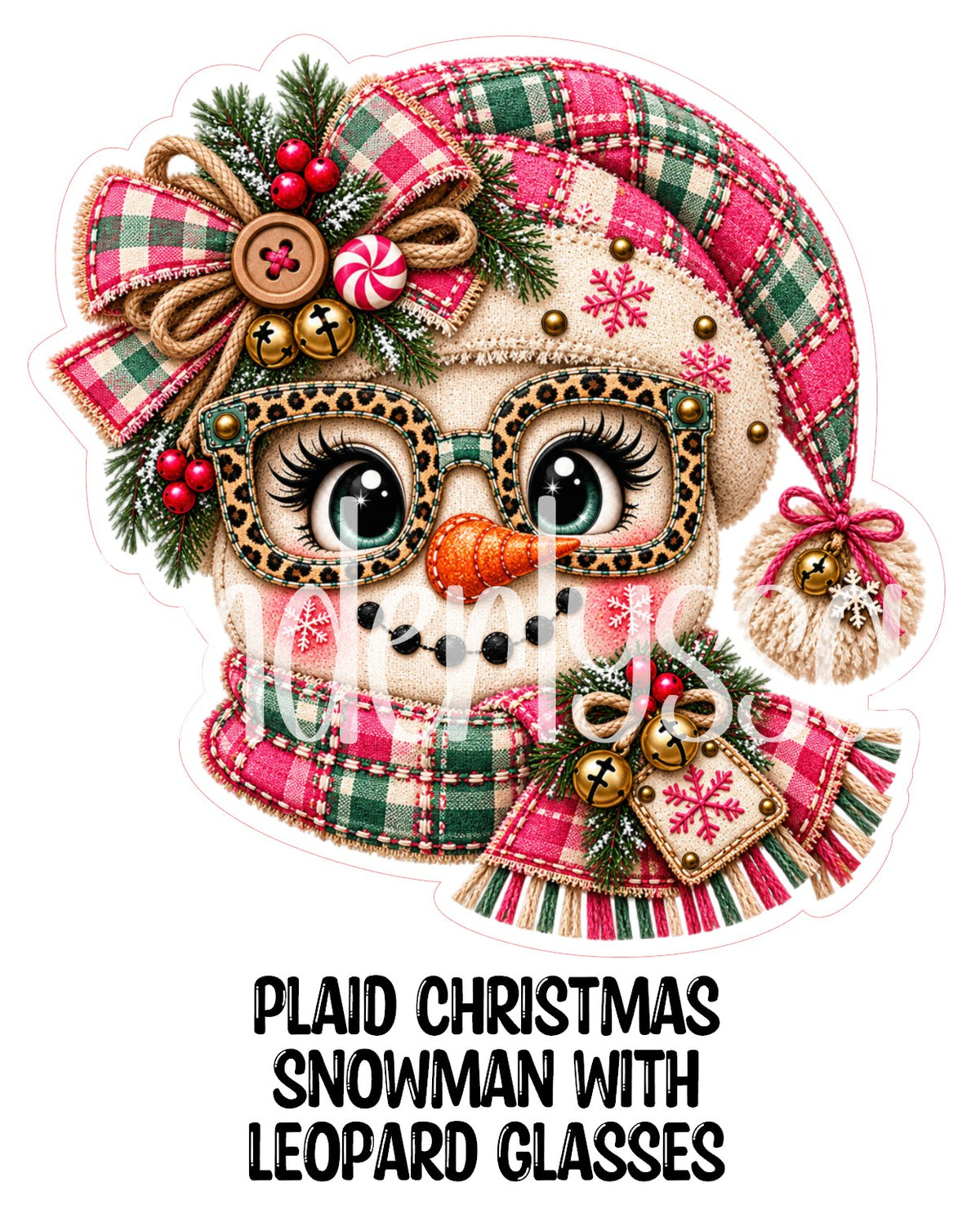 Plaid Christmas Snowman with Leopard Glasses Cardstock Silicone Mold, Aroma Bead Molds, Premium Cardstock