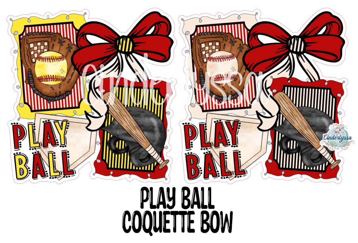 Play Ball Coquette Bow: Baseball and Softball Cardstock Silicone Mold, Aroma Bead Molds, Premium Cardstock Images