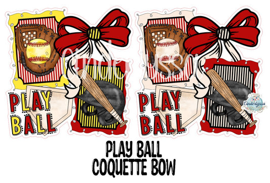 Play Ball Coquette Bow: Baseball and Softball Cardstock Silicone Mold, Aroma Bead Molds, Premium Cardstock Images