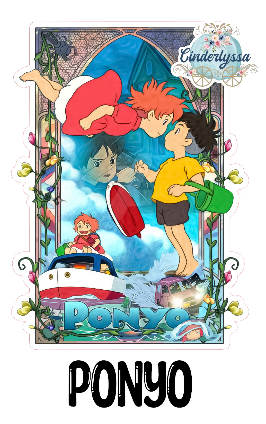 Ponyo - Movie Inspired Cardstock Silicone Mold, Aroma Bead Molds,Car Freshener Mold, Premium Cardstock Images