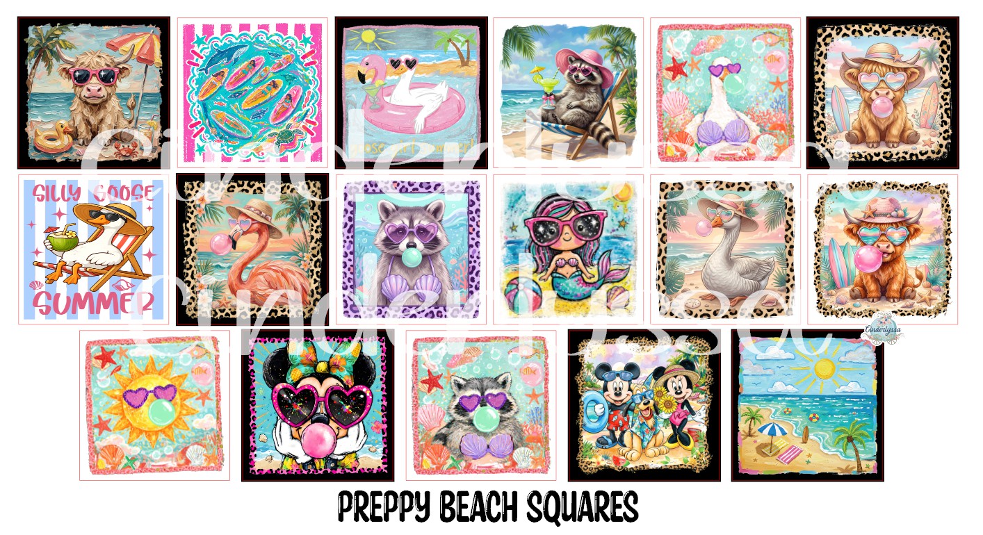 2.5 inch Square Preppy Beach Cardstock Only for freshies - NO MOLD: Cardstock Silicone Mold, for Aroma Bead Molds, Premium Cardstock Images