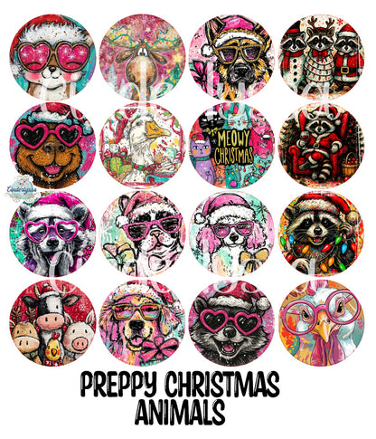 3.75 inch Round: Preppy Christmas Animals for Cardstock Silicone Mold, for Aroma Bead Molds, Premium Cardstock Images