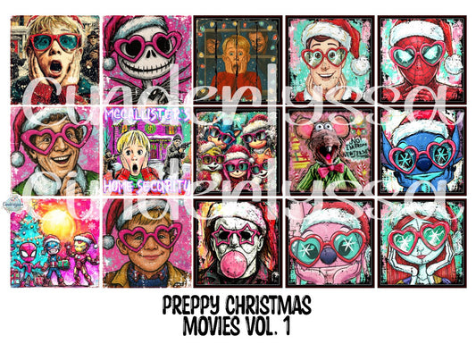 3 inch Square Preppy Christmas Movies Vol. 1  Cardstock Only for freshies - NO MOLD: Cardstock Silicone Mold, Premium Cardstock Image