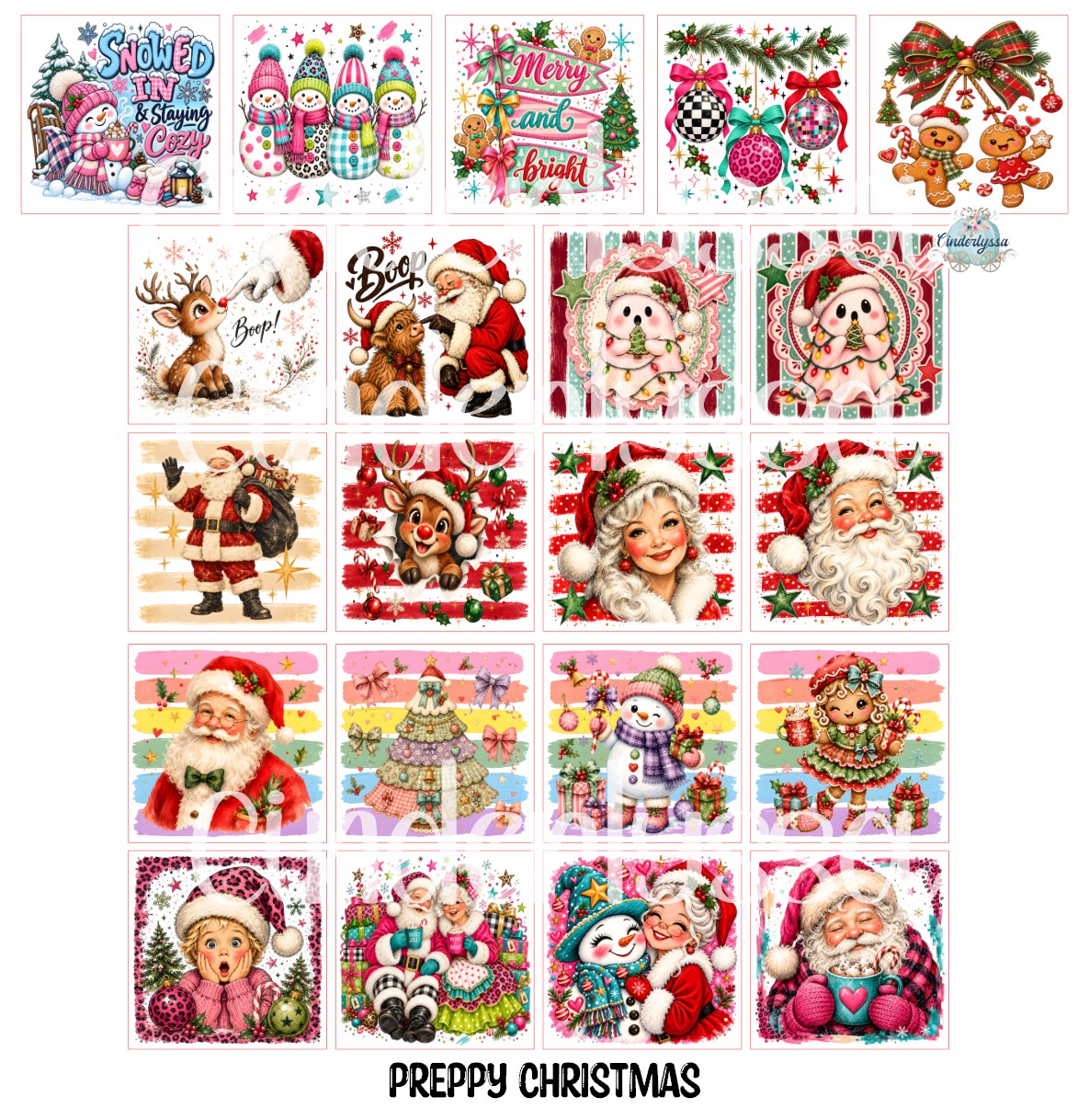 2 inch Square Preppy Christmas Cardstock Only for freshies -NO MOLD: Aroma Bead Molds, Premium Cardstock Image