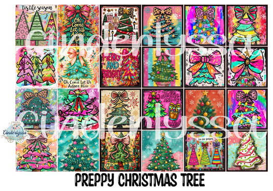 3 inch Square Preppy Christmas Tree Cardstock Only for freshies - NO MOLD: Cardstock Silicone Mold, Premium Cardstock Image