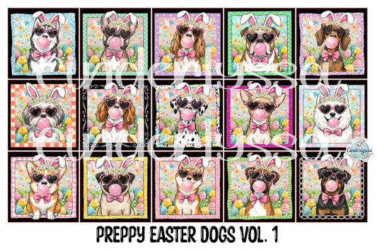 2.5 inch Square Preppy Easter Dogs Vol. 1 Cardstock Only for freshies - NO MOLD: Cardstock Silicone Mold, for Aroma Bead Molds, Premium Cardstock Images
