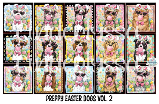 2 inch Square Preppy Easter Dogs Vol. 2 Cardstock Only for freshies - NO MOLD: Aroma Bead Molds, Premium Cardstock Images