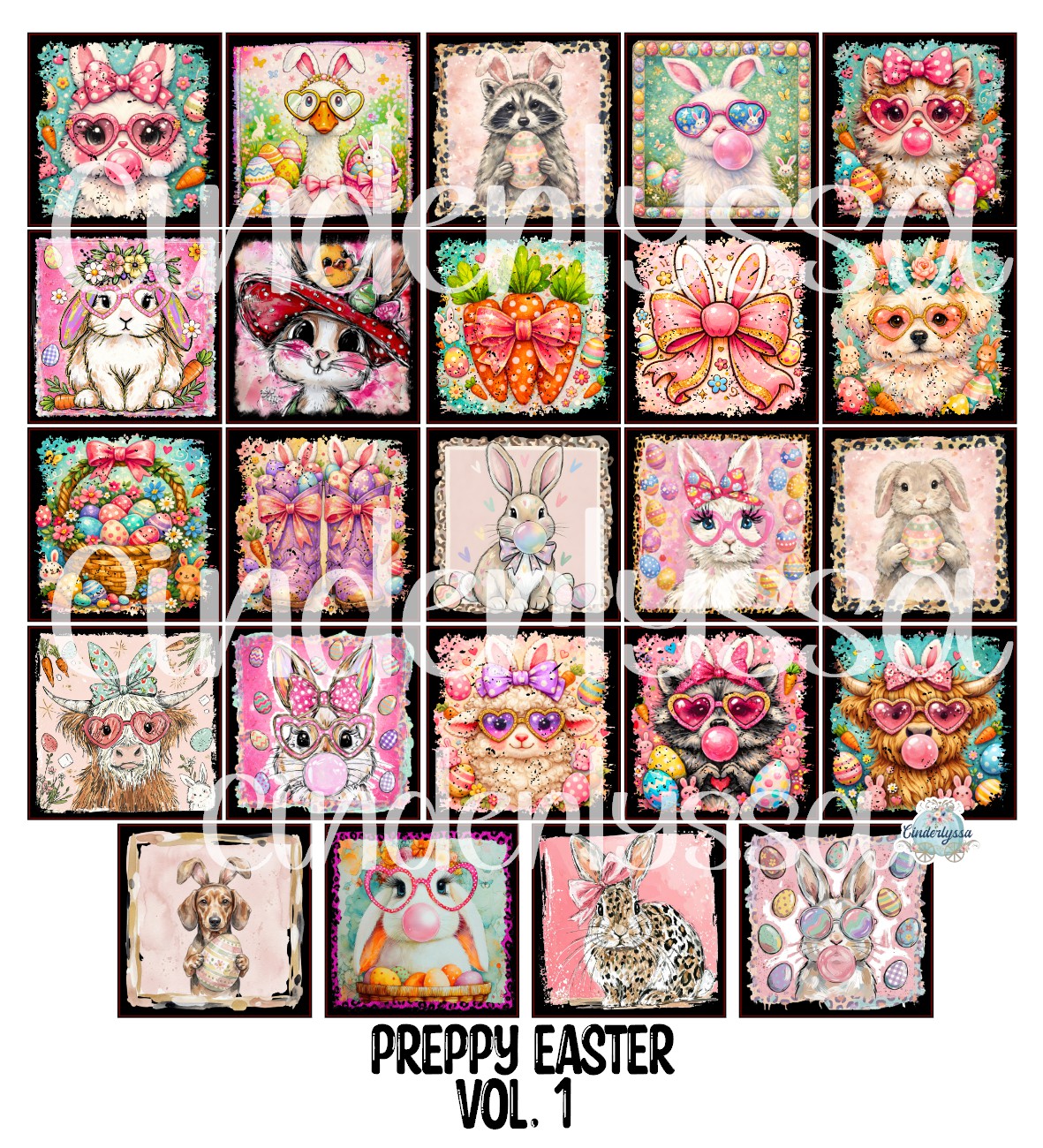 2 inch Square Preppy Easter Vol. 1 Cardstock Only for freshies - NO MOLD: Aroma Bead Molds, Premium Cardstock Images