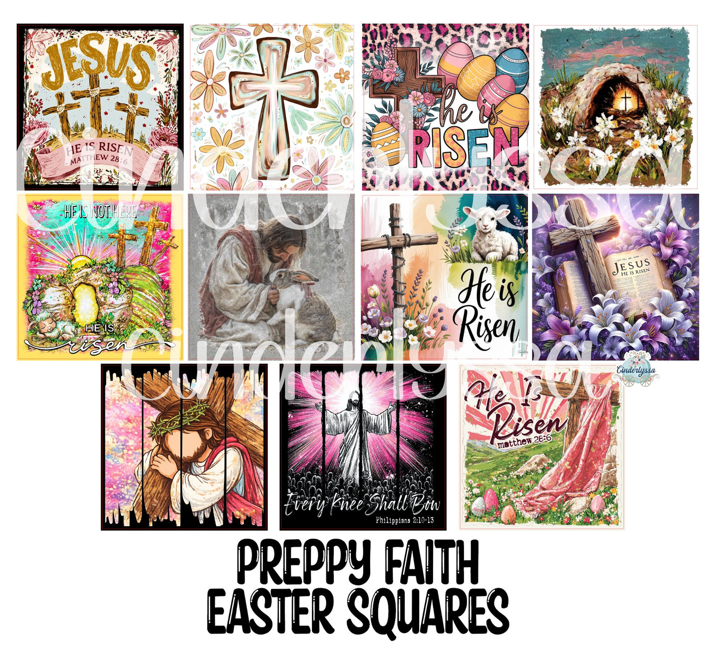 3 inch Square Preppy Faith Easter Cardstock Only for freshies - NO MOLD: Cardstock Silicone Mold, Premium Cardstock Image