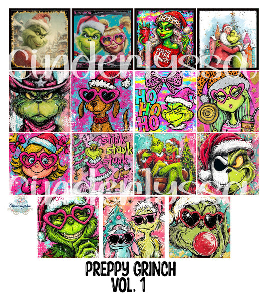 2.5 inch Square Preppy Grinch Vol. 1 Cardstock Only for freshies - NO MOLD: Cardstock Silicone Mold, for Aroma Bead Molds, Premium Cardstock Images
