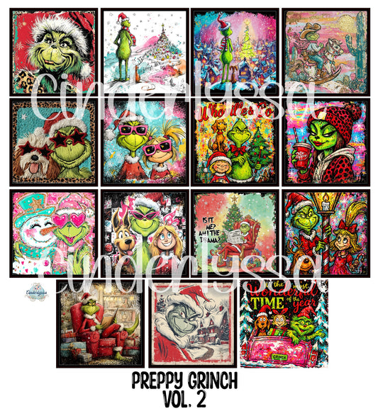2.5 inch Square Preppy Grinch Vol. 2 Cardstock Only for freshies - NO MOLD: Cardstock Silicone Mold, for Aroma Bead Molds, Premium Cardstock Images