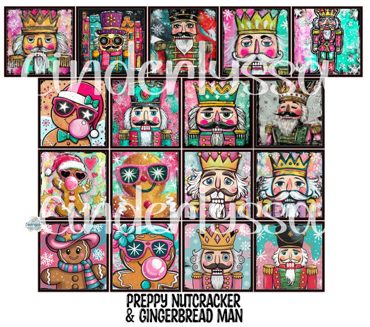 2.5 inch Square Preppy Nutcracker & Gingerbread Man Cardstock Only for freshies - NO MOLD: Cardstock Silicone Mold, for Aroma Bead Molds, Premium Cardstock Images