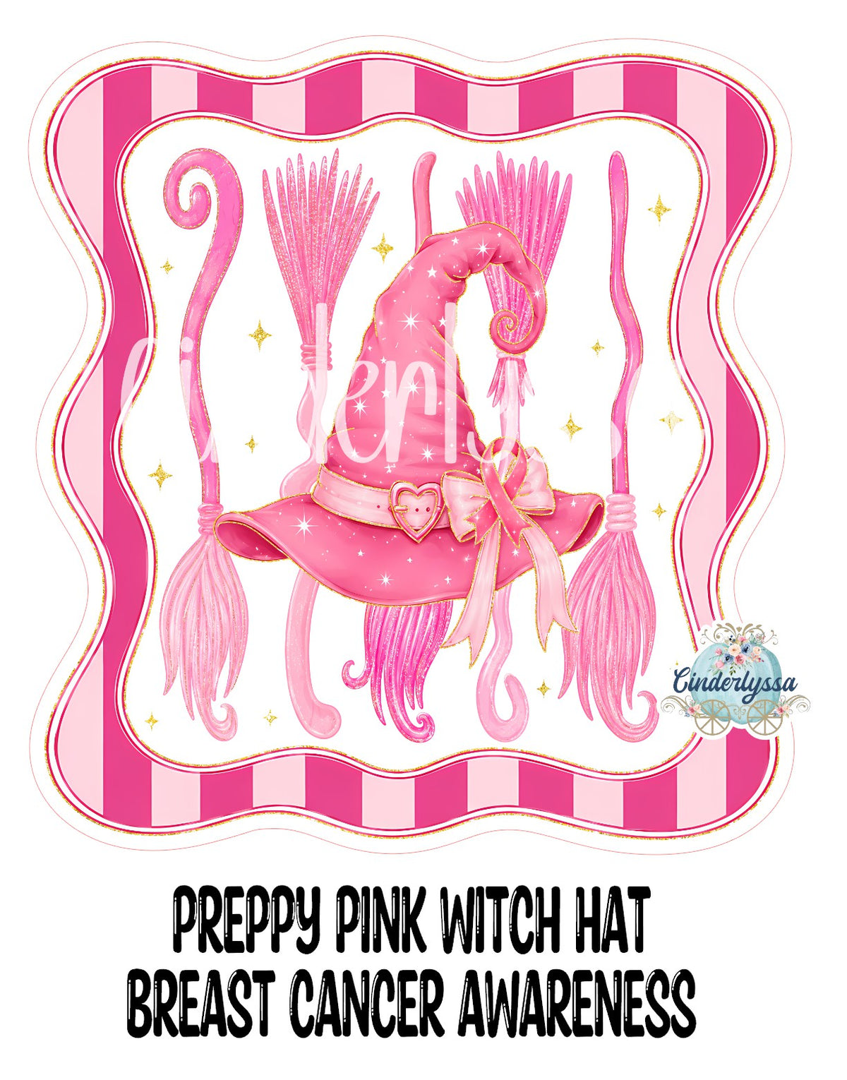 Preppy Pink Witch Hat Breast Cancer Awareness Cardstock Silicone Mold, Aroma Bead Molds, Premium Cardstock Images