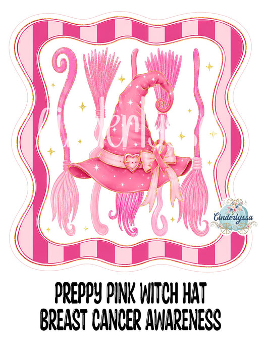 Preppy Pink Witch Hat Breast Cancer Awareness Cardstock Silicone Mold, Aroma Bead Molds, Premium Cardstock Images