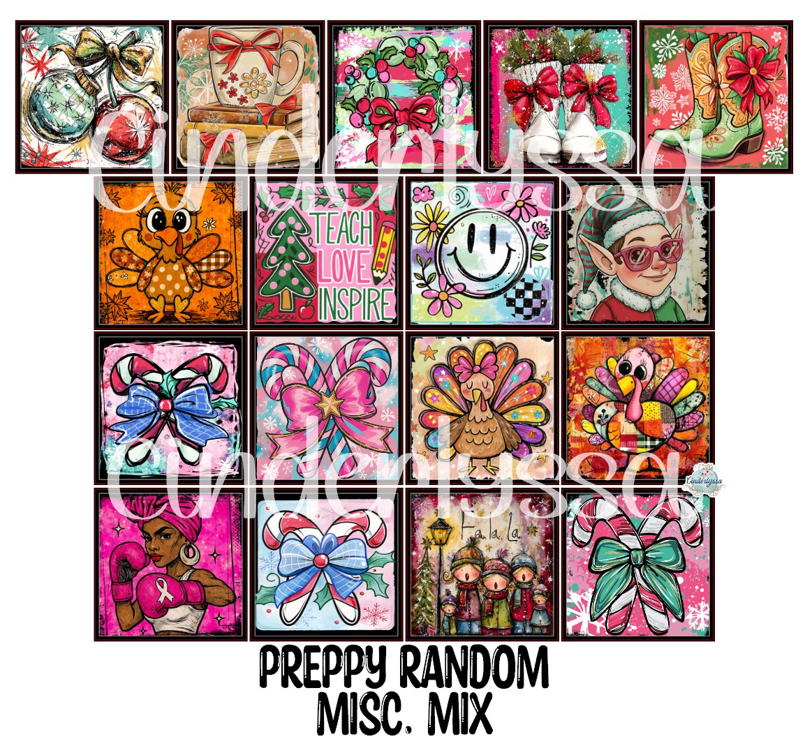 2.5 inch Square Preppy Random Misc. Mix Cardstock Only for freshies - NO MOLD: Cardstock Silicone Mold, for Aroma Bead Molds, Premium Cardstock Images