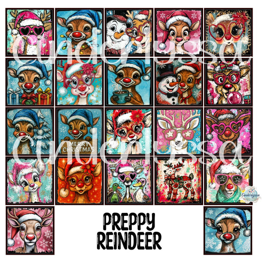 3 inch Square  Preppy Reindeer Cardstock Only for freshies - NO MOLD: Cardstock Silicone Mold, Premium Cardstock Image