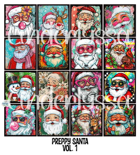 2.5 inch Square Preppy Santa Vol. 1 Cardstock Only for freshies - NO MOLD: Cardstock Silicone Mold, for Aroma Bead Molds, Premium Cardstock Images