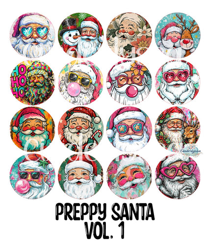 3.75 inch Round: Preppy Santa Vol. 1 for Cardstock Silicone Mold, for Aroma Bead Molds, Premium Cardstock Images