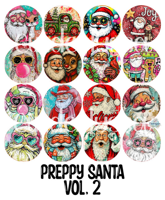 2.5 inch Round Preppy Santa Vol. 2 Cardstock Only for freshies - NO MOLD for Aroma Bead Molds, Cardstock Silicone Mold, Premium Cardstock Images