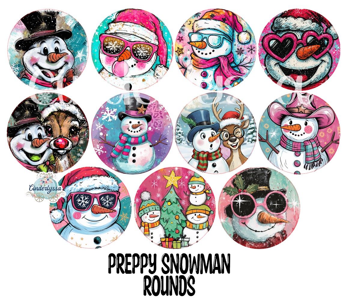 3.75 inch Round: Preppy Snowman for Cardstock Silicone Mold, for Aroma Bead Molds, Premium Cardstock Images