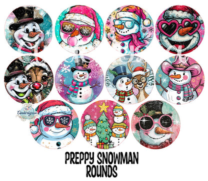3.75 inch Round: Preppy Snowman for Cardstock Silicone Mold, for Aroma Bead Molds, Premium Cardstock Images