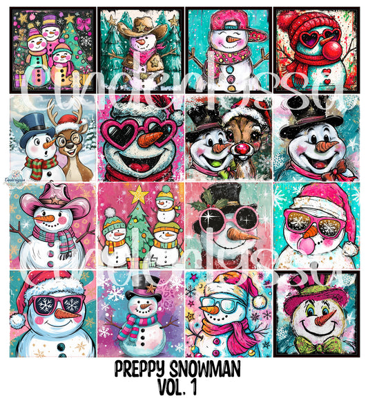 2.5 inch Square Preppy Snowman Vol. 1 Cardstock Only for freshies - NO MOLD: Cardstock Silicone Mold, for Aroma Bead Molds, Premium Cardstock Images