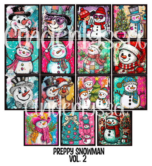 2.5 inch Square Preppy Snowman Vol. 2 Cardstock Only for freshies - NO MOLD: Cardstock Silicone Mold, for Aroma Bead Molds, Premium Cardstock Images