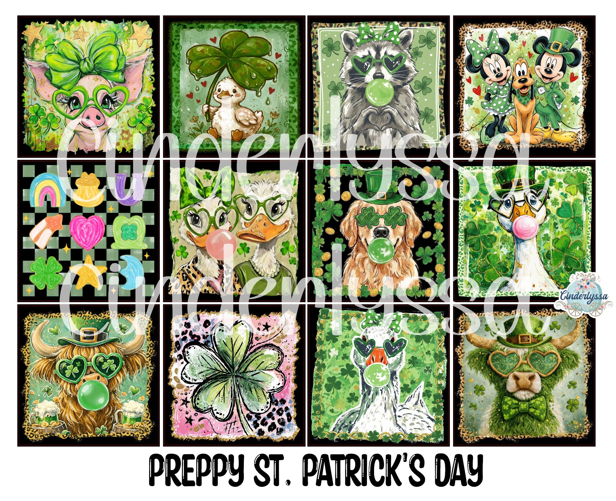 3 inch Square Preppy St. Patrick's Day Cardstock Only for freshies - N ...