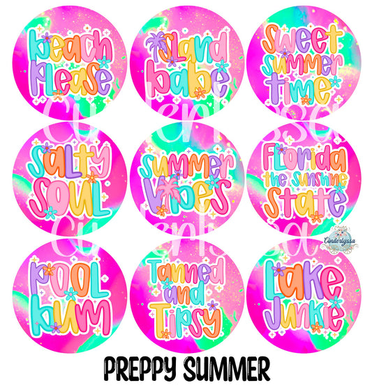 3.75 inch Round Preppy Summer for Cardstock Silicone Mold, for Aroma Bead Molds, Premium Cardstock Images