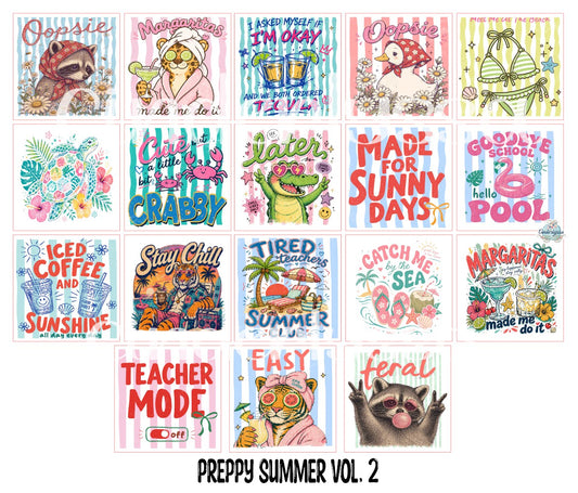 3 inch Square Preppy Summer Vol. 2 Cardstock Only for freshies - NO MOLD: Cardstock Silicone Mold, Premium Cardstock Image