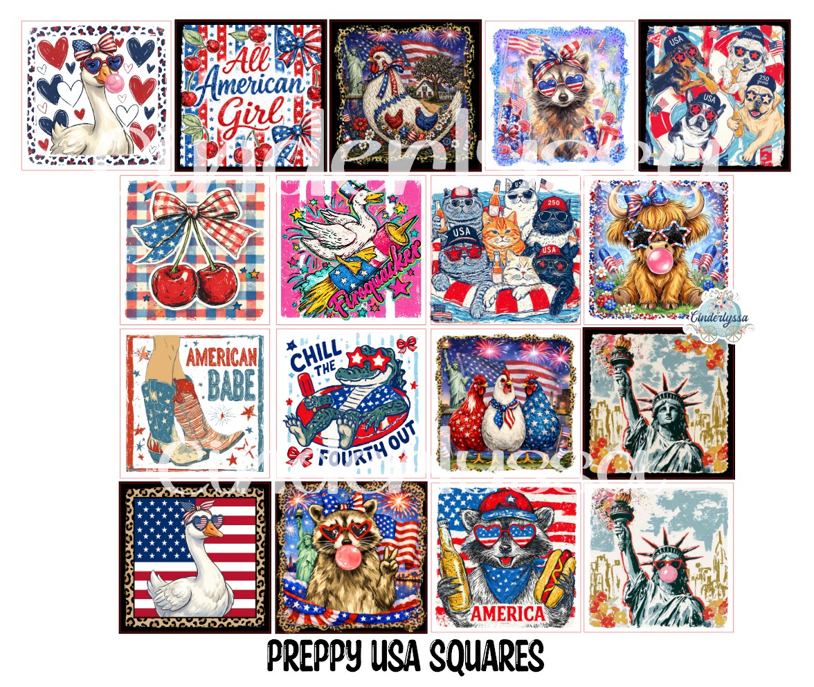 2 inch Square Preppy USA Cardstock Only for freshies - NO MOLD: Aroma Bead Molds, Premium Cardstock Images