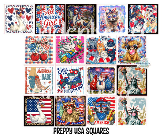 2 inch Square Preppy USA Cardstock Only for freshies - NO MOLD: Aroma Bead Molds, Premium Cardstock Images