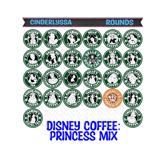 3 inch Round Disney Coffee Mix Cardstock Only for freshies: for Aroma Bead Molds, Premium Cardstock Images