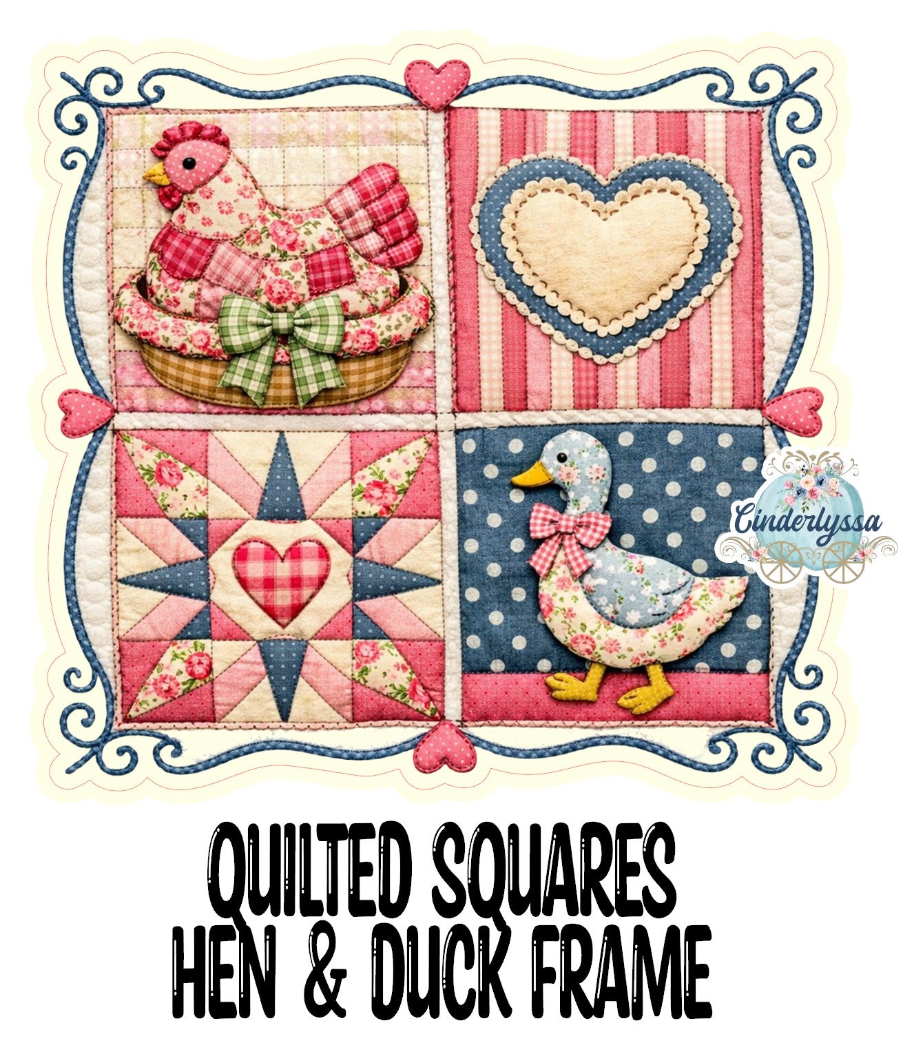 Quilted Squares Hen and Duck Frame Cardstock Silicone Mold, Aroma Bead Molds, Premium Cardstock Images