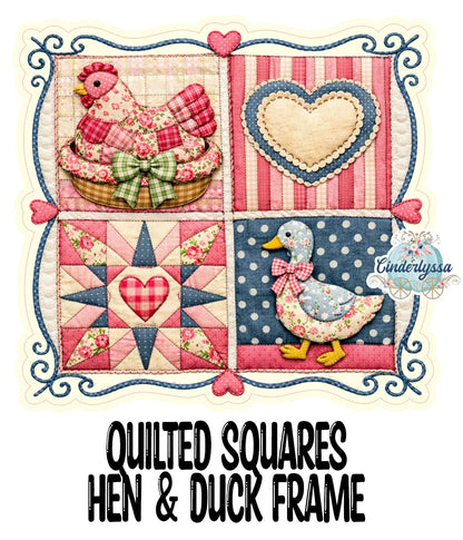Quilted Squares Hen and Duck Frame Cardstock Silicone Mold, Aroma Bead Molds, Premium Cardstock Images