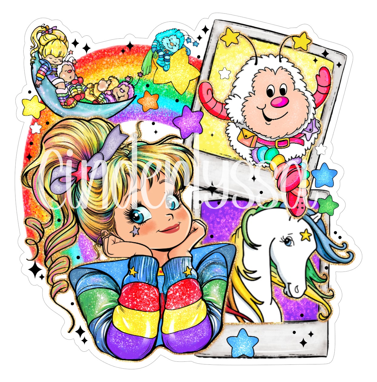 Rainbow Brite Collage Cardstock Silicone Mold, Aroma Bead Molds, Premium Cardstock Images