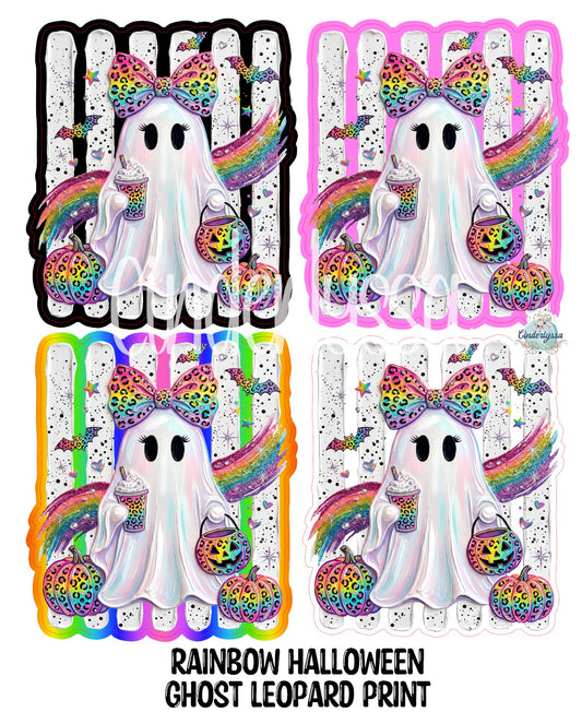 Rainbow Halloween Ghost Leopard Print Cardstock Silicone Mold, Aroma Bead Molds, Car Freshies, Premium Cardstock Images