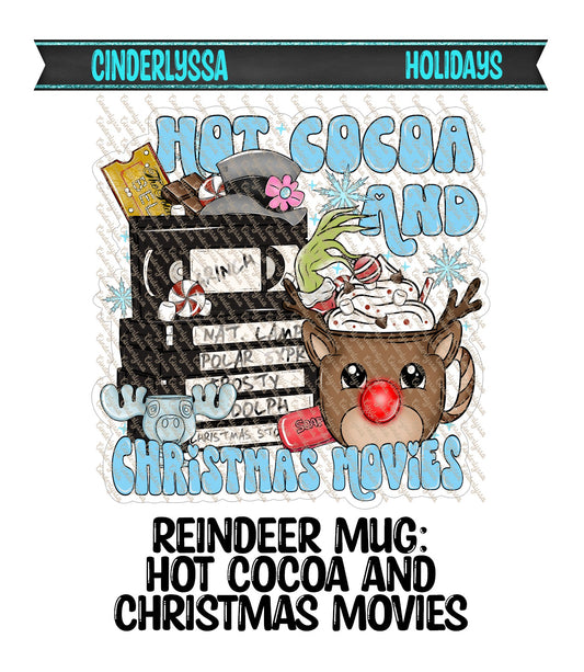 Reindeer Mug: Hot Cocoa and Christmas Movies Cardstock Silicone Mold, Aroma Bead Molds, Premium Cardstock Images