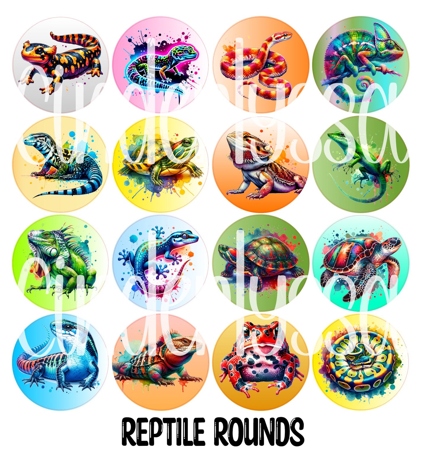 3.75 inch Round: Reptiles for Cardstock Silicone Mold, for Aroma Bead Molds, Premium Cardstock Images