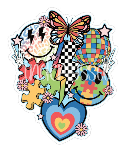 Retro Autism Collage Cardstock Silicone Mold, Aroma Bead Molds, Premium Cardstock