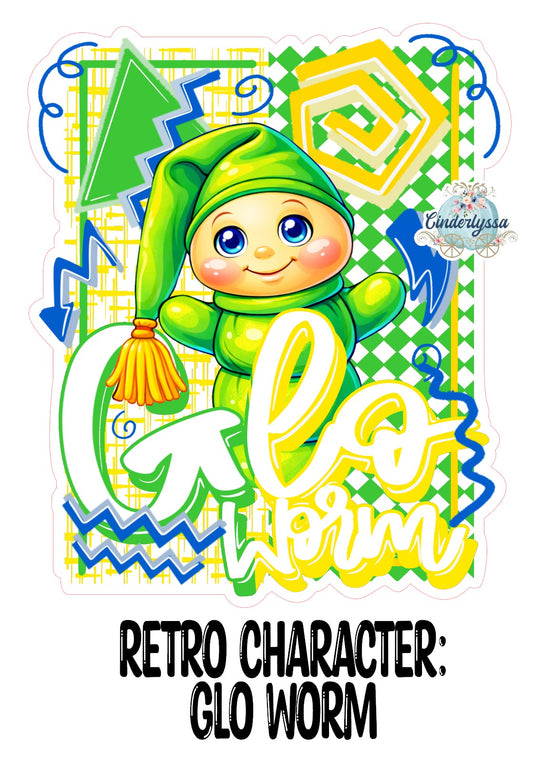 Retro Character Glo Worm Cardstock Silicone Mold, Aroma Bead Molds, Premium Cardstock Images