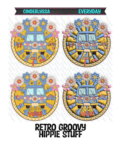 Retro Groovy Hippie Van Stuff Cardstock Silicone Mold, Aroma Bead Molds, Premium Cardstock Images